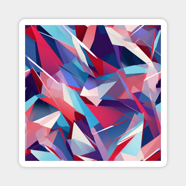 Cubist Harmony: Modern Geometric Dance in Pink, Blue, and Violet Magnet by star trek fanart and more