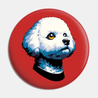 Stunning and Cool Bichon Frise Monochrome and Gold Portrait for Father's Day Pin
