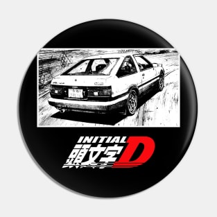 Black and White Manga Art Initial D v2 Pin