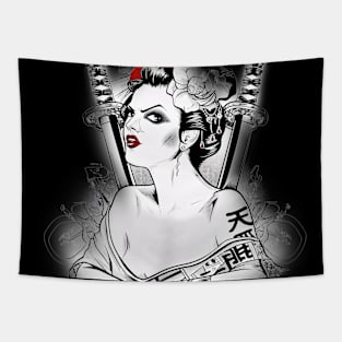 Geishas and Bushido, Eastern Culture Graphic T-shirt 09 Tapestry