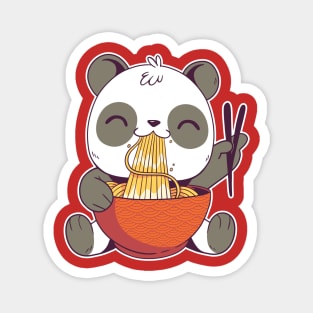 Cute panda bear eating ramen Magnet