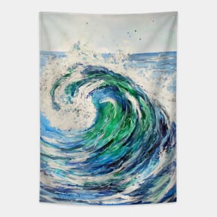 Blue Ocean Wave Tapestry