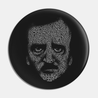 Edgar Allan Poe Nevermore Text Portrait Pin