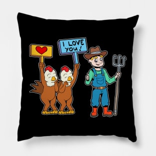 Chickens love the farmer - chicken farmer Pillow