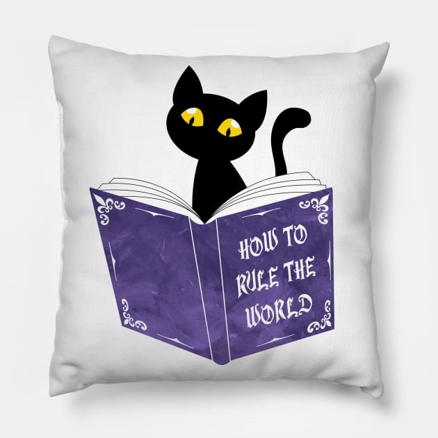 Funny Cat Reading Pillow by themadesigns