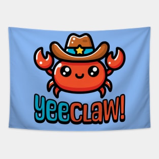 YeeClaw! Cute Cowboy Crab Cartoon Tapestry