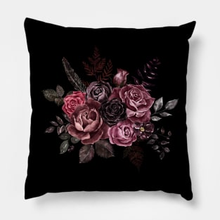 Goth style floral arrangement for addams funeral Pillow