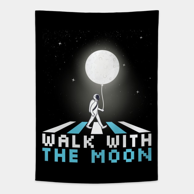 Astronaut Space: Walk With The Moon Tapestry by POD Anytime