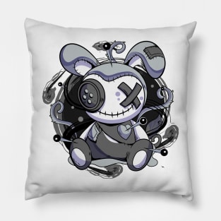 Voodoo Doll Black & White Goth Pillow