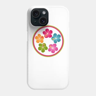 Hand Drawn Hibiscus Flower Wreath Emblem Phone Case