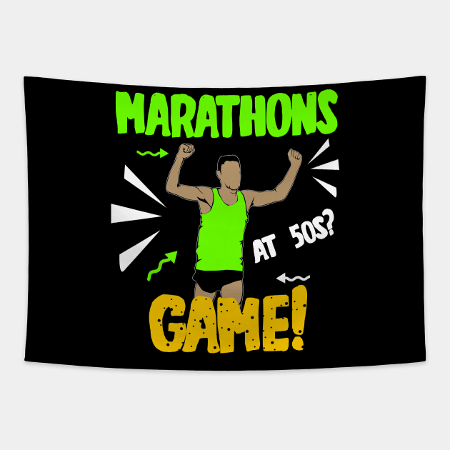 Marathons At 50s Game Tapestry by LetsBeginDesigns