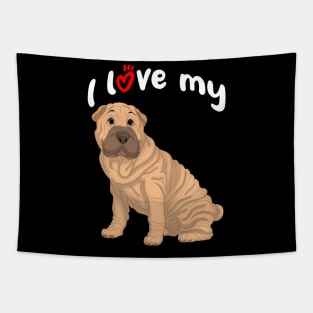 I Love My Fawn Shar-Pei Dog Tapestry