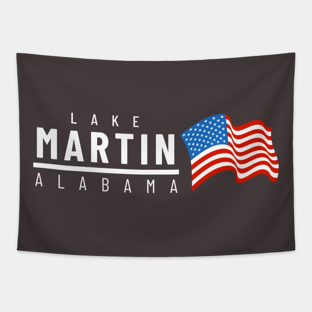 Lake Martin USA - light text Tapestry by Alabama Lake Life