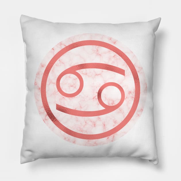 Living Coral Marble Zodiac - Cancer Pillow by BiscuitSnack