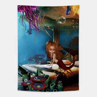 Little mermaid at home Tapestry