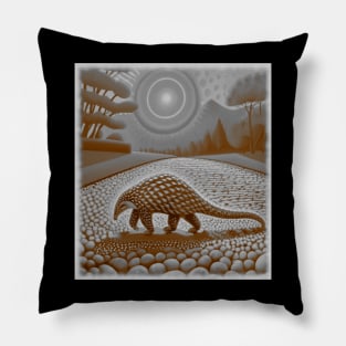 AI generated Pangolin walking on gravel Pillow