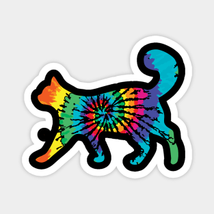 Tie Dye Cat Colorful Rainbow Peace Hippy Magnet