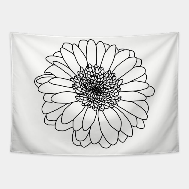 Gerbera Floral Line Drawing Tapestry by ellenhenryart