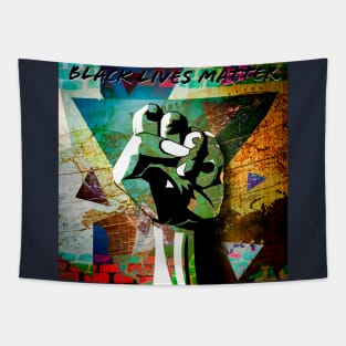 Black Lives Matter - Rainbow WorldMap Fist Tapestry