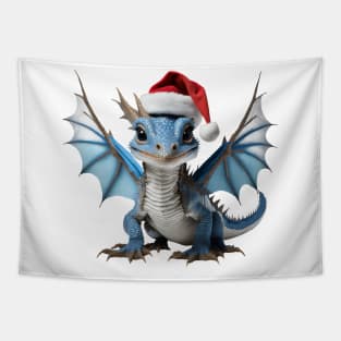 Cute Blue Baby Dragon for Christmas Tapestry