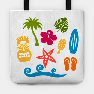 Hawaiian Beach Summer Icons Tote