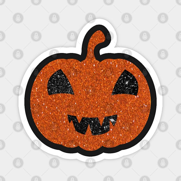 Dark Orange Faux Glitter Halloween Pumpkin Face Magnet by Felicity-K