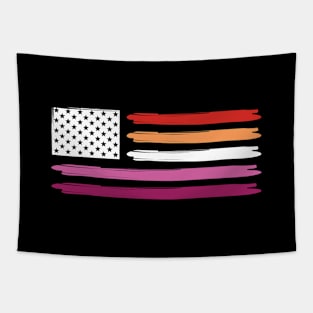 LGBTQ American Flag USA Progressive New Pride Lesbian Flag Tapestry
