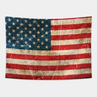 Vintage Aged and Scratched American Flag Tapestry