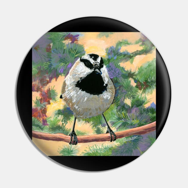 Mountain Chickadee Bird Pin by NoCoBirds