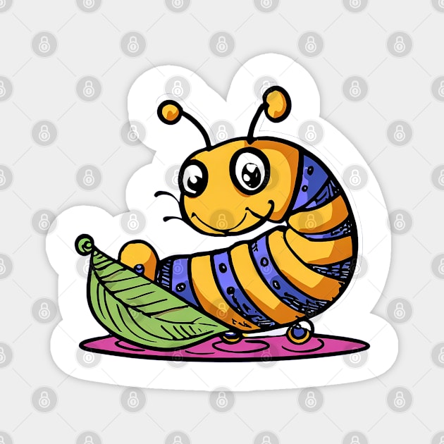 Caterpillar On A Leaf Magnet by ArtShare