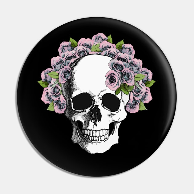 Floral Skull 9 Pin by Collagedream