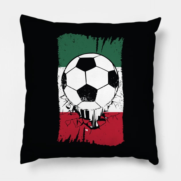 Vintage Mexican Flag with Football // Retro Mexico Soccer Pillow by SLAG_Creative