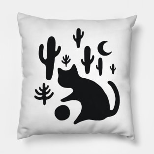 Abstraction minimal cat and cactus Pillow