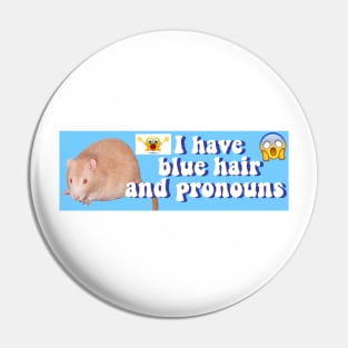 Blue Hair And Pronouns Bumper Sticker Pin