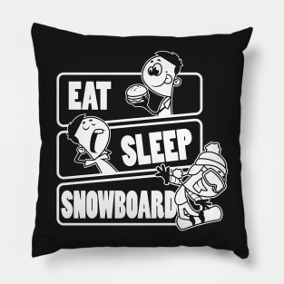 Eat Sleep Snowboard Repeat - Funny Snowboarding Gift print Pillow