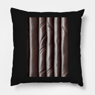 Dark Brown Padded Leather Stripes, natural and ecological leather print #75 Pillow