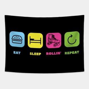 Eat Sleep Rollin Repeat - Roller Skating Tapestry