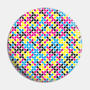 CMYK Colour Metaballs Pattern (White) Pin