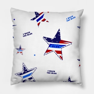 back the blue line (White Background) Pillow