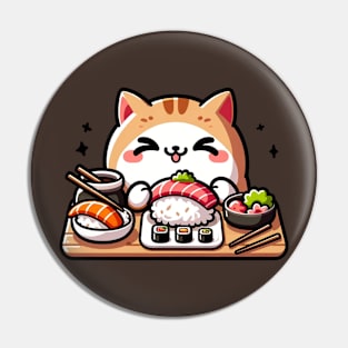 cute cat eating sushi Pin