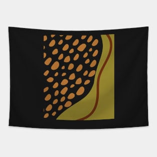 Warm Green Toned Dots Boho Abstract Shapes  Design Tapestry