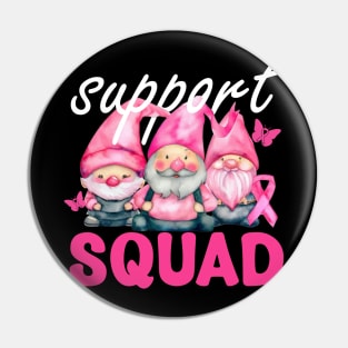 Breast Cancer Awareness Shirt For Women Gnomes Support Squad Pin