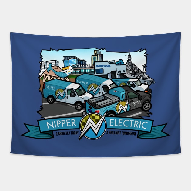 Nipper Electric Waterside Nauticus Tapestry by Nipper Electric 