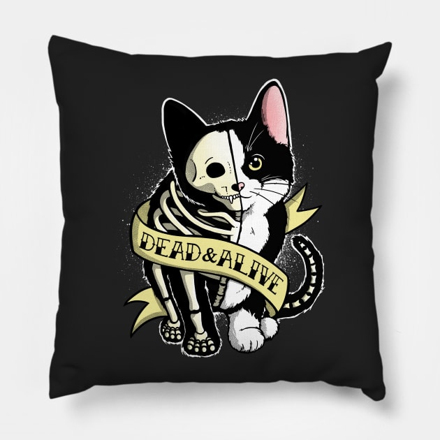 Schrodinger cat tattoo Pillow by NemiMakeit