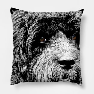 Black and white image of a Cockapoo Pillow