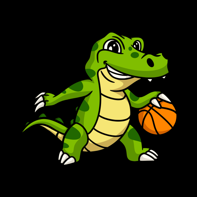 Basketball Crocodile Cartoon Animals Kids Gift by Foxxy Merch