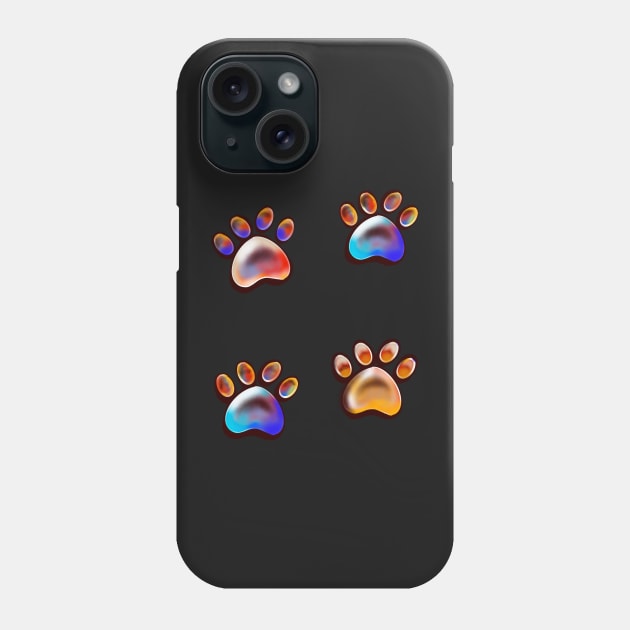 Cute Paw print pattern, psychedelic trippy colours colors Phone Case by Artonmytee