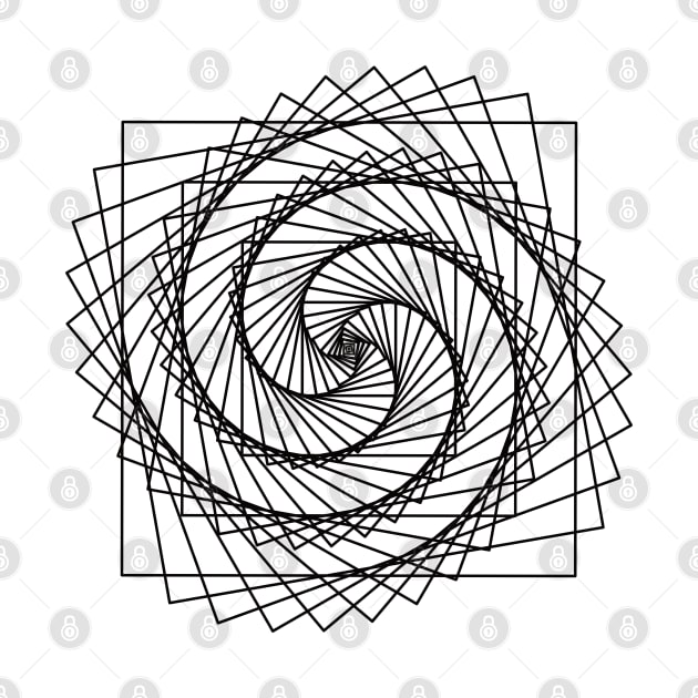 Geometric black square spiral - relaxing pattern by The Creative Clownfish