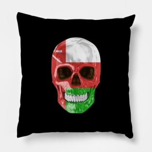 Oman Flag Skull - Gift for Omani With Roots From Oman Pillow