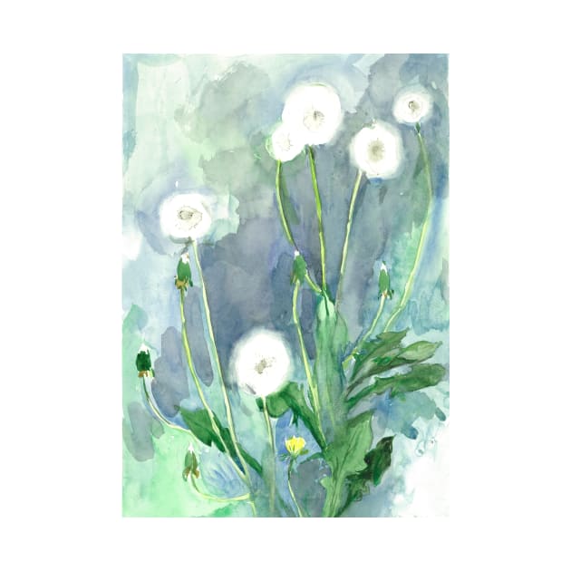 dandelion botanical watercolor by GalleryArtField